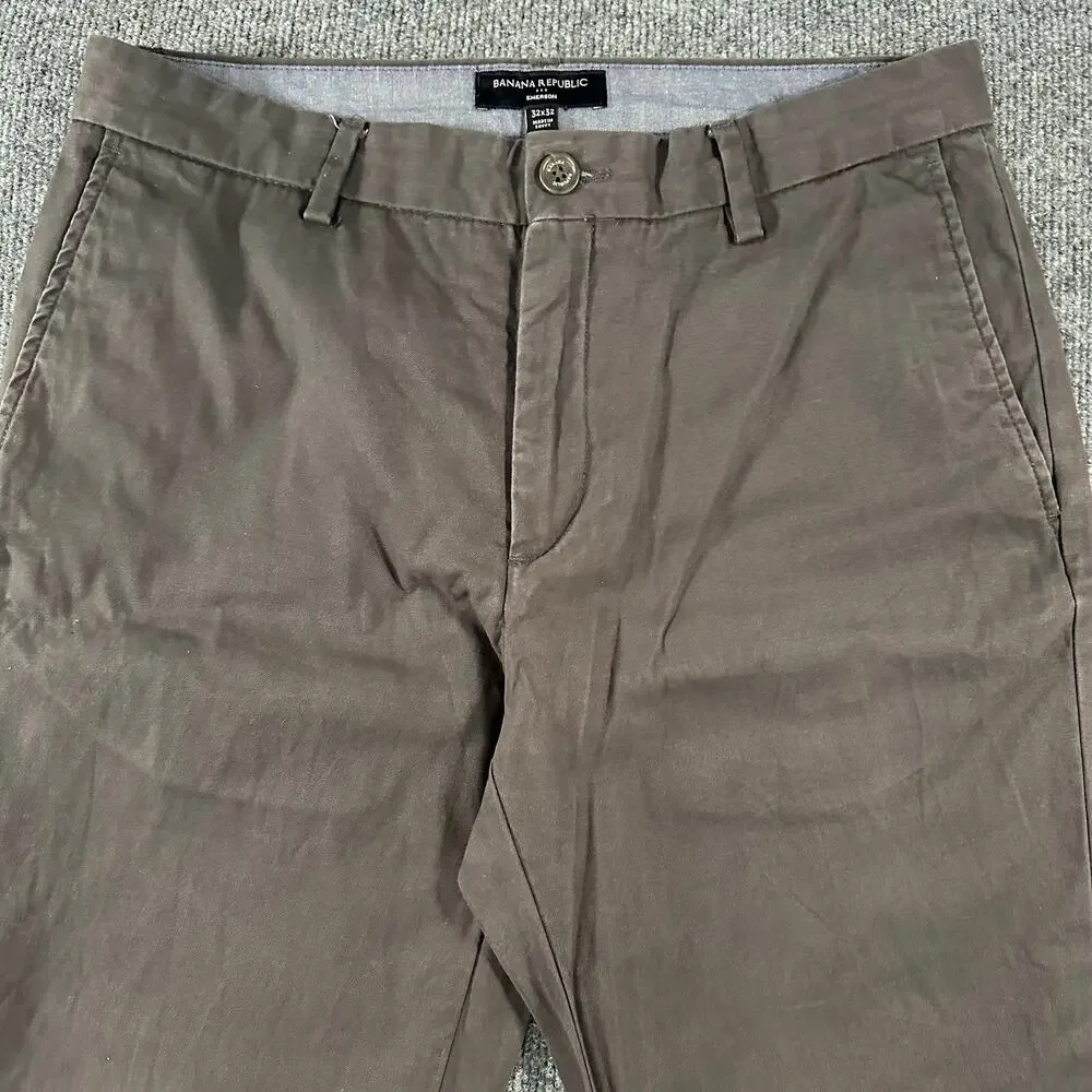 Banana Republic Mens Emerson Chino Pants Muted Tone Brown Preppy Cotton 32x32